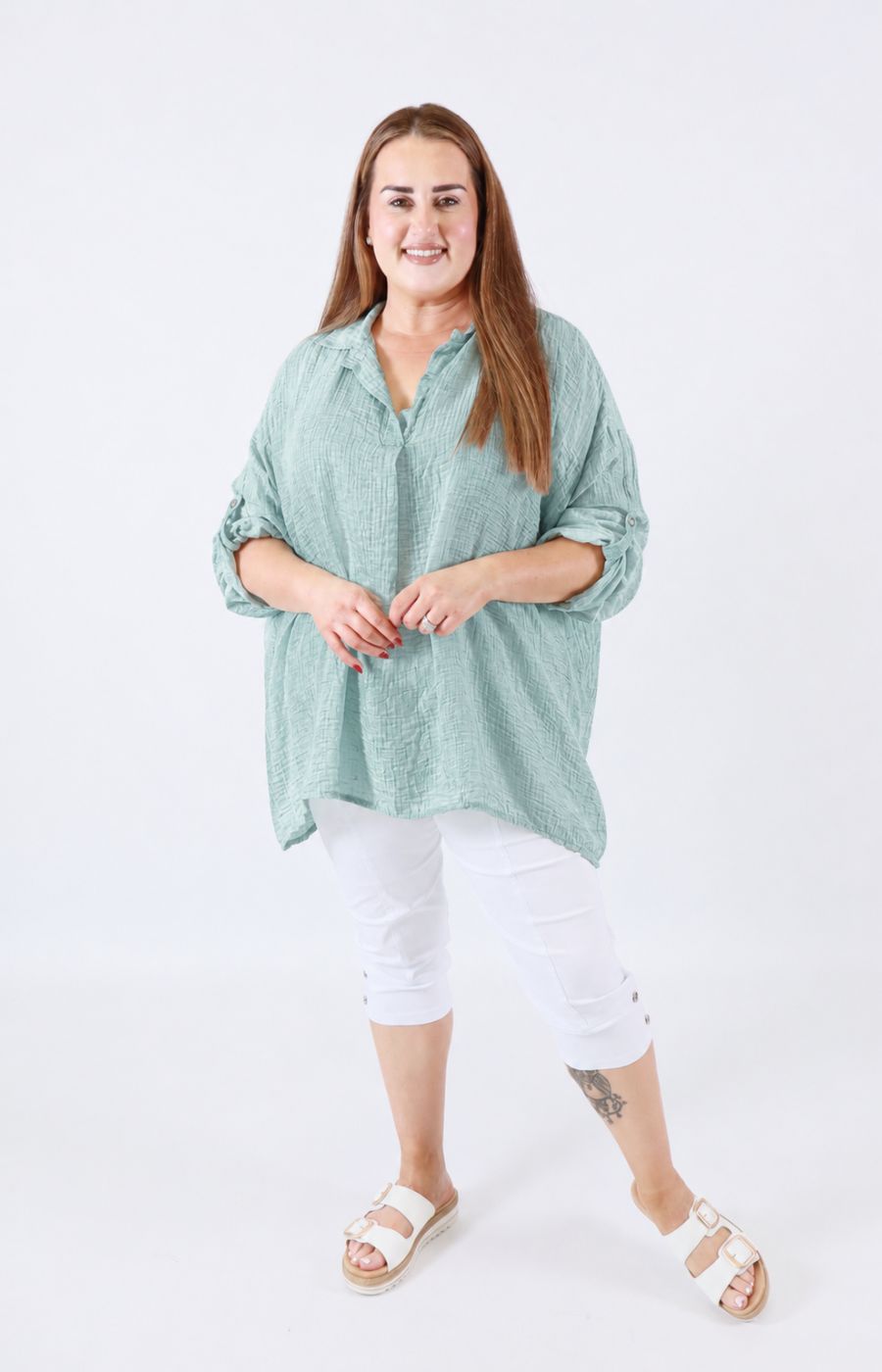 Ellie V Neck Blouse in Mint