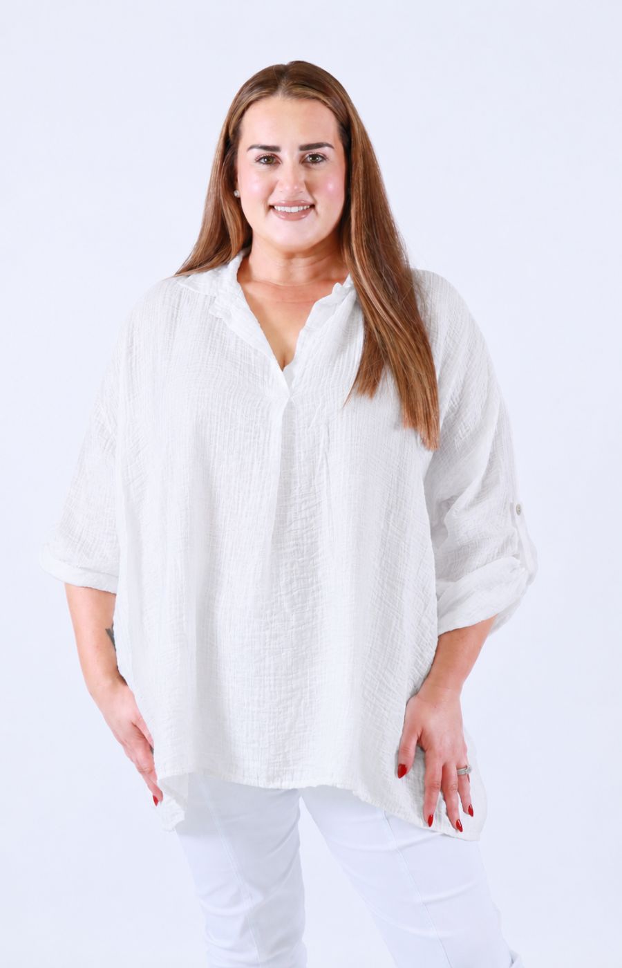 Ellie V Neck Blouse in White