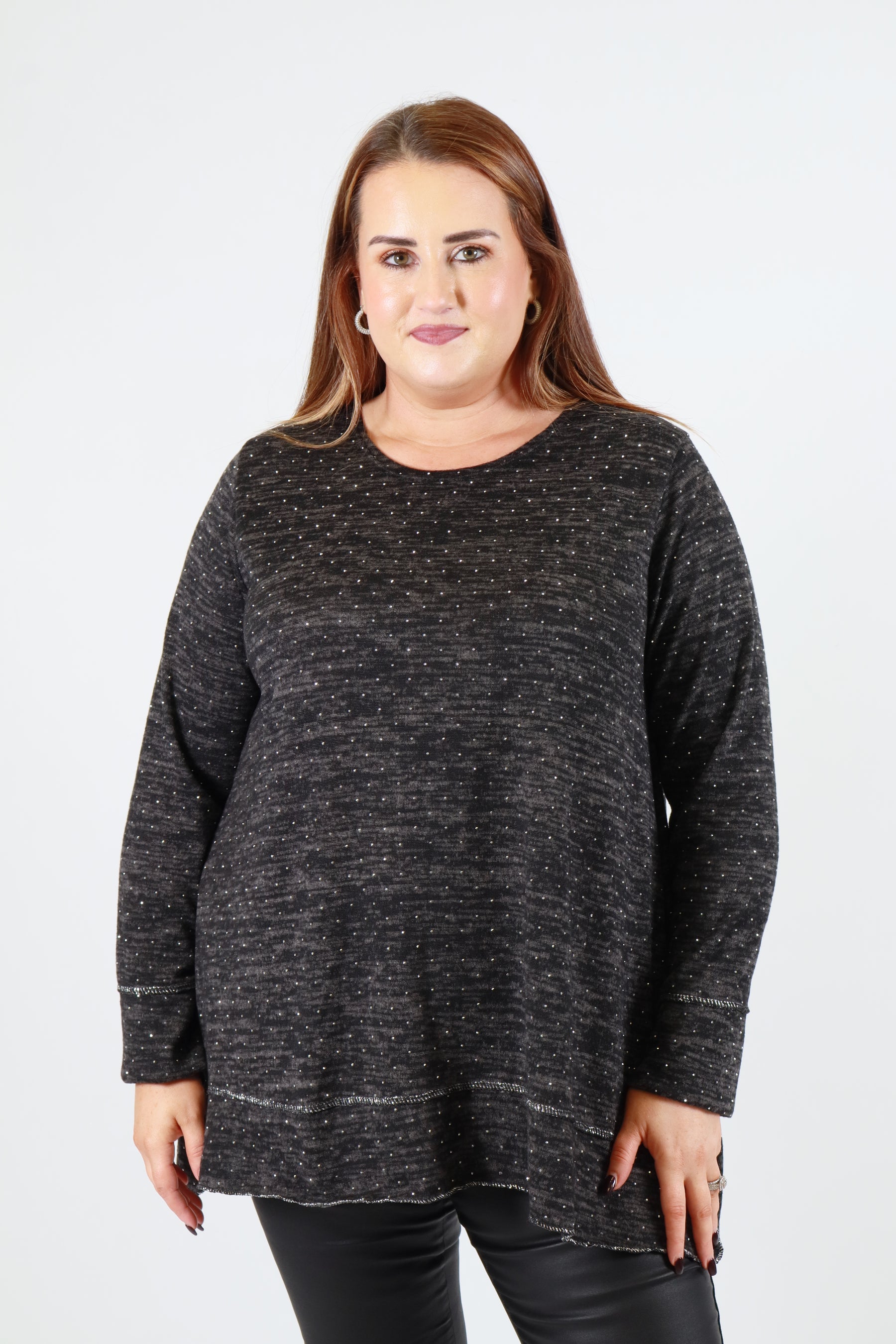 Emer Rhinestone Top in Black