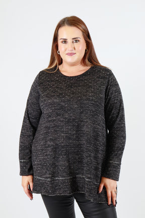 Emer Rhinestone Top in Black