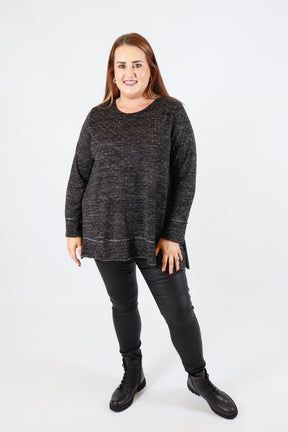 Emer Rhinestone Top in Black