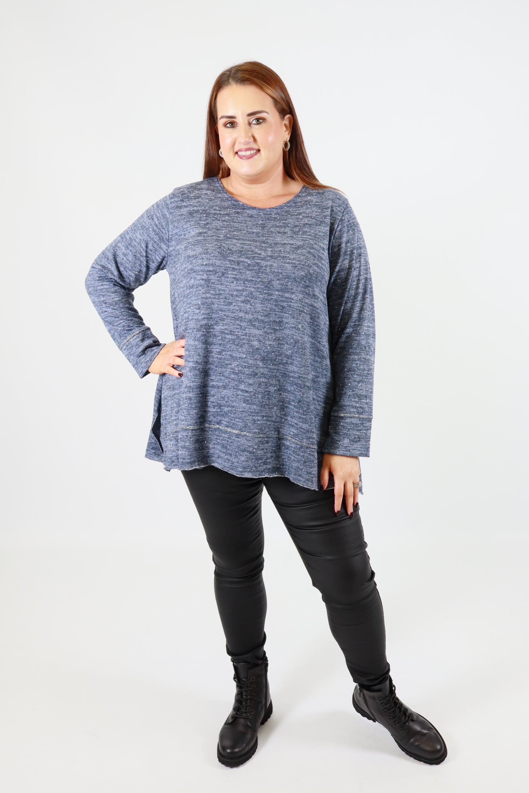 Emer Rhinestone Top in Blue