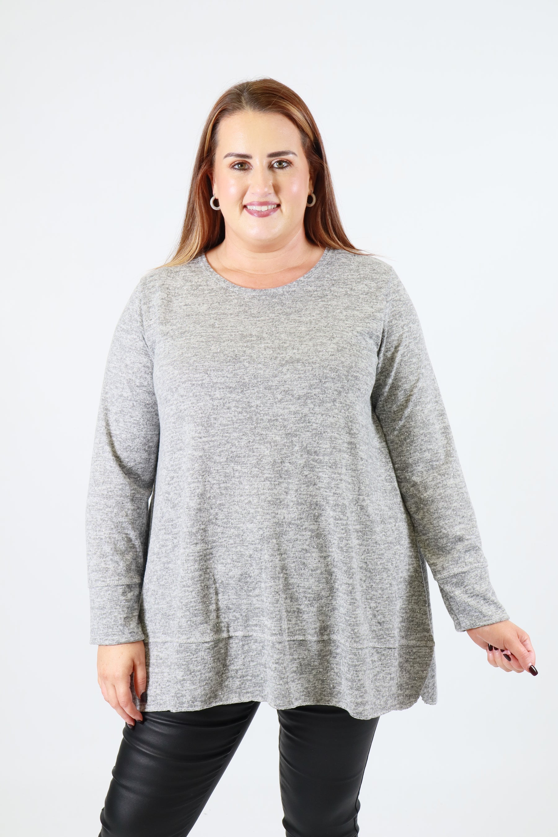 Emer Rhinestone Top in Grey