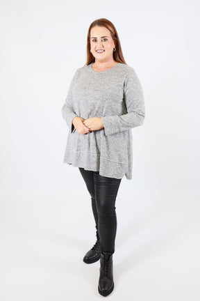 Emer Rhinestone Top in Grey