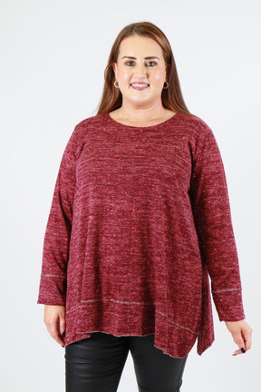 Emer Rhinestone Top in Wine