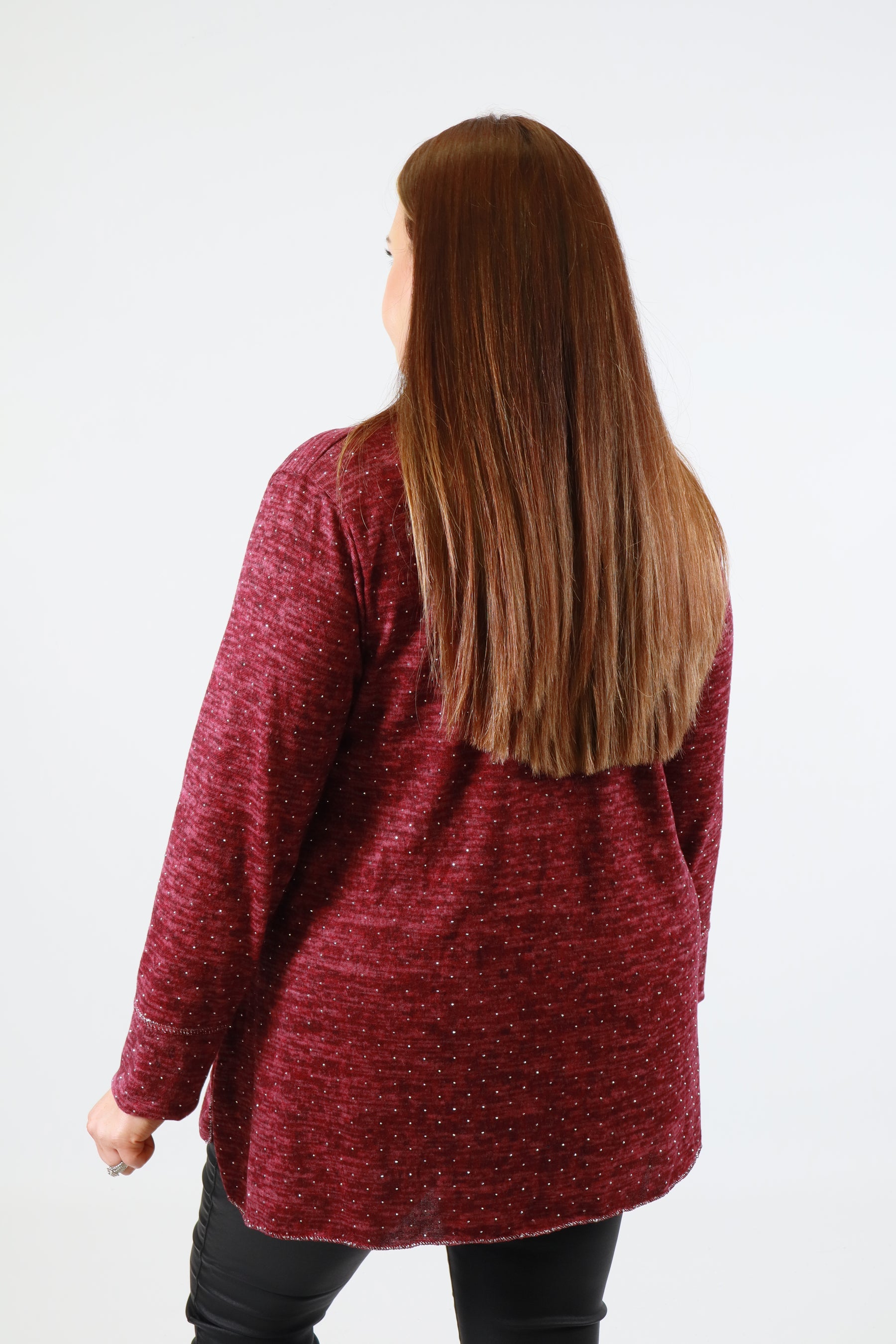 Emer Rhinestone Top in Wine