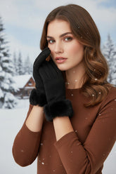 Emma Fur Glove in Black