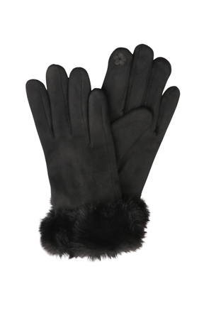 Emma Fur Gloves in Black