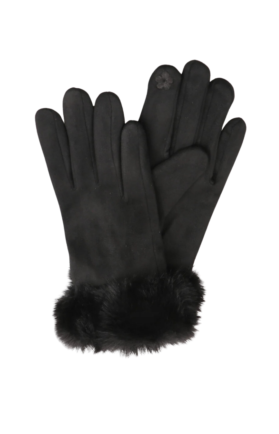 Emma Fur Gloves in Black
