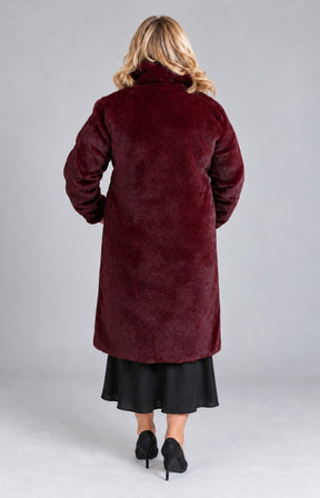 Etage Long Fur Coat in Wine 
