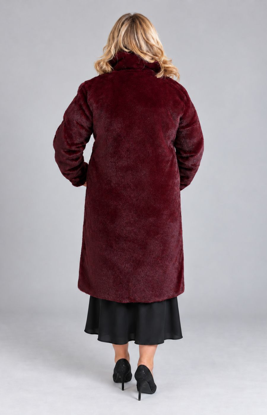 Etage Long Fur Coat in Wine 
