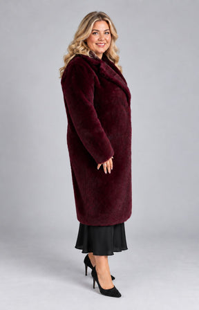 Etage Long Fur Coat in Wine 