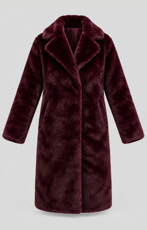 Etage Long Fur Coat in Wine 