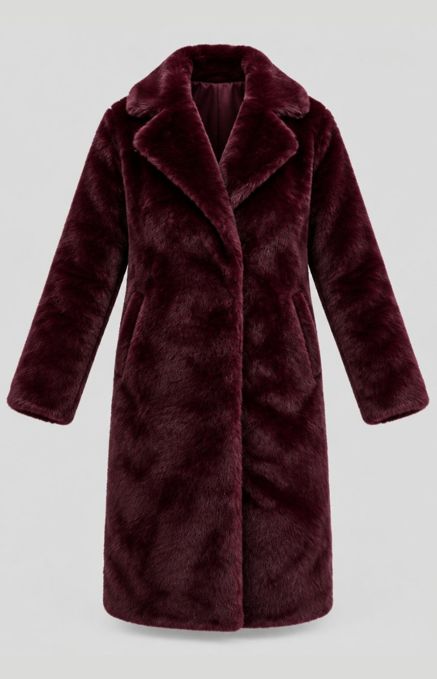 Etage Long Fur Coat in Wine 