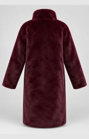 Etage Long Fur Coat in Wine 