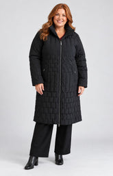 Etage Long Quilted Coat in Black 