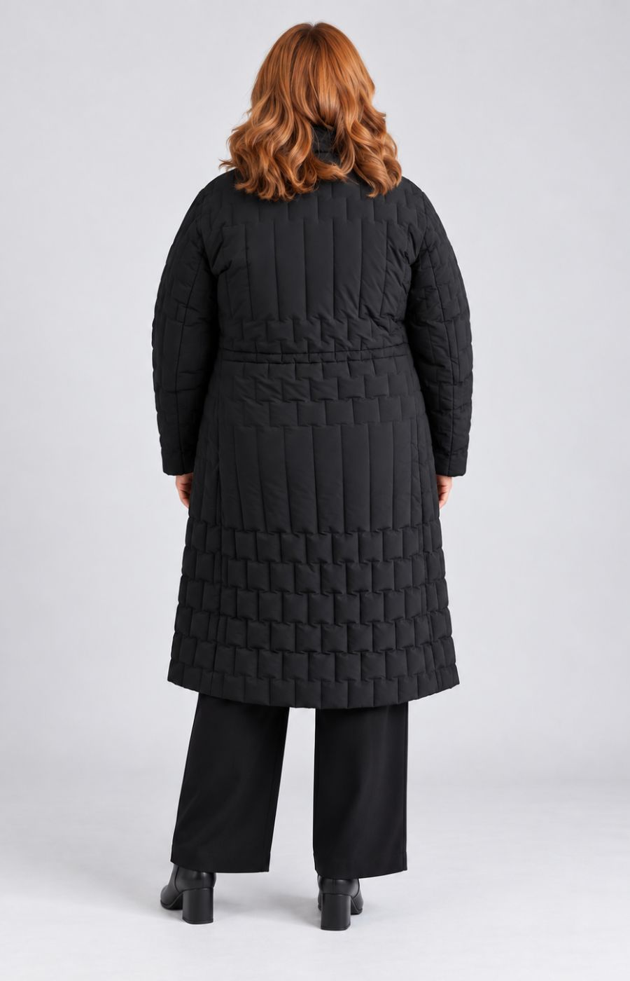 Etage Long Quilted Coat in Black 