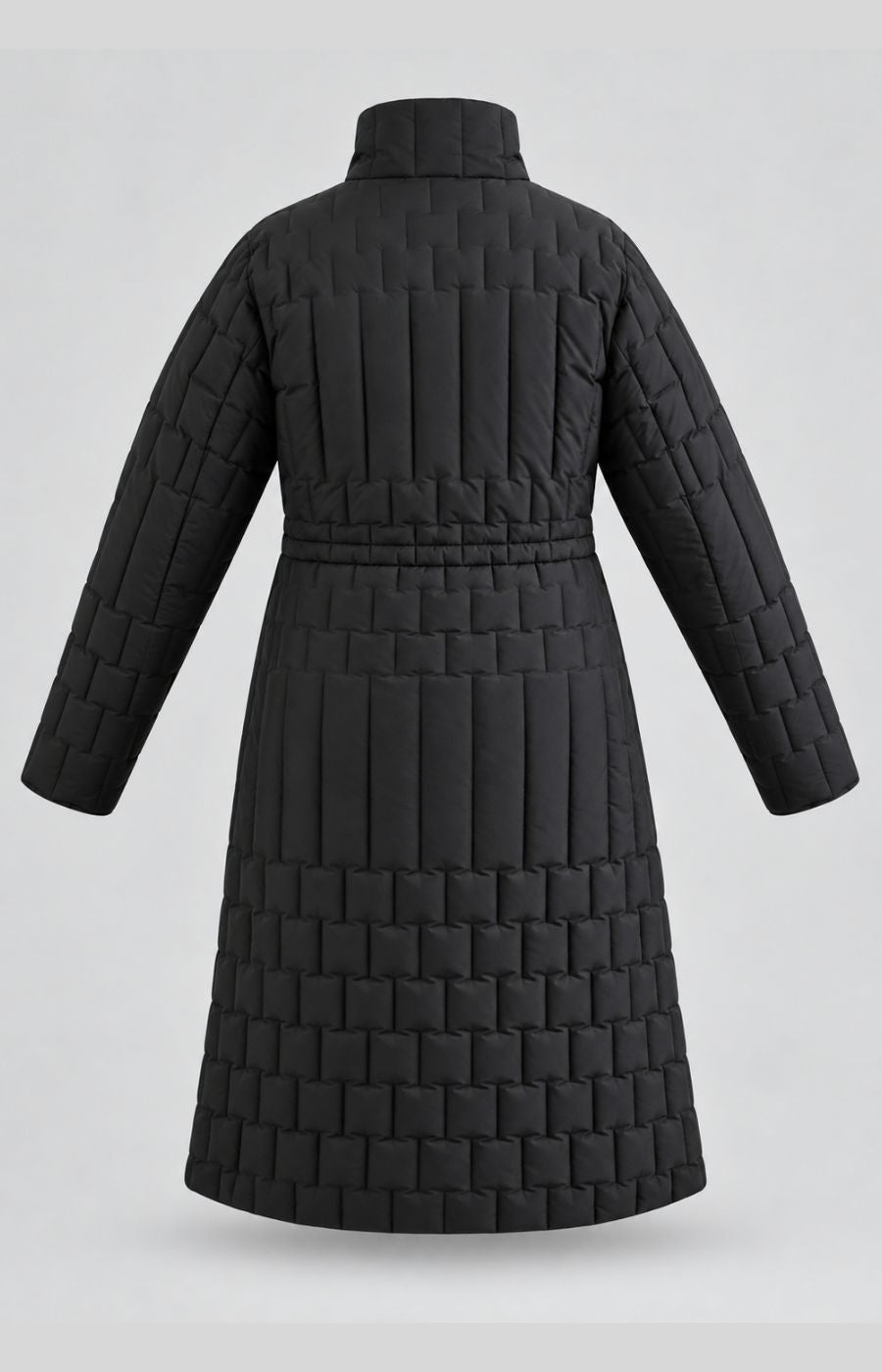 Etage Long Quilted Coat in Black 