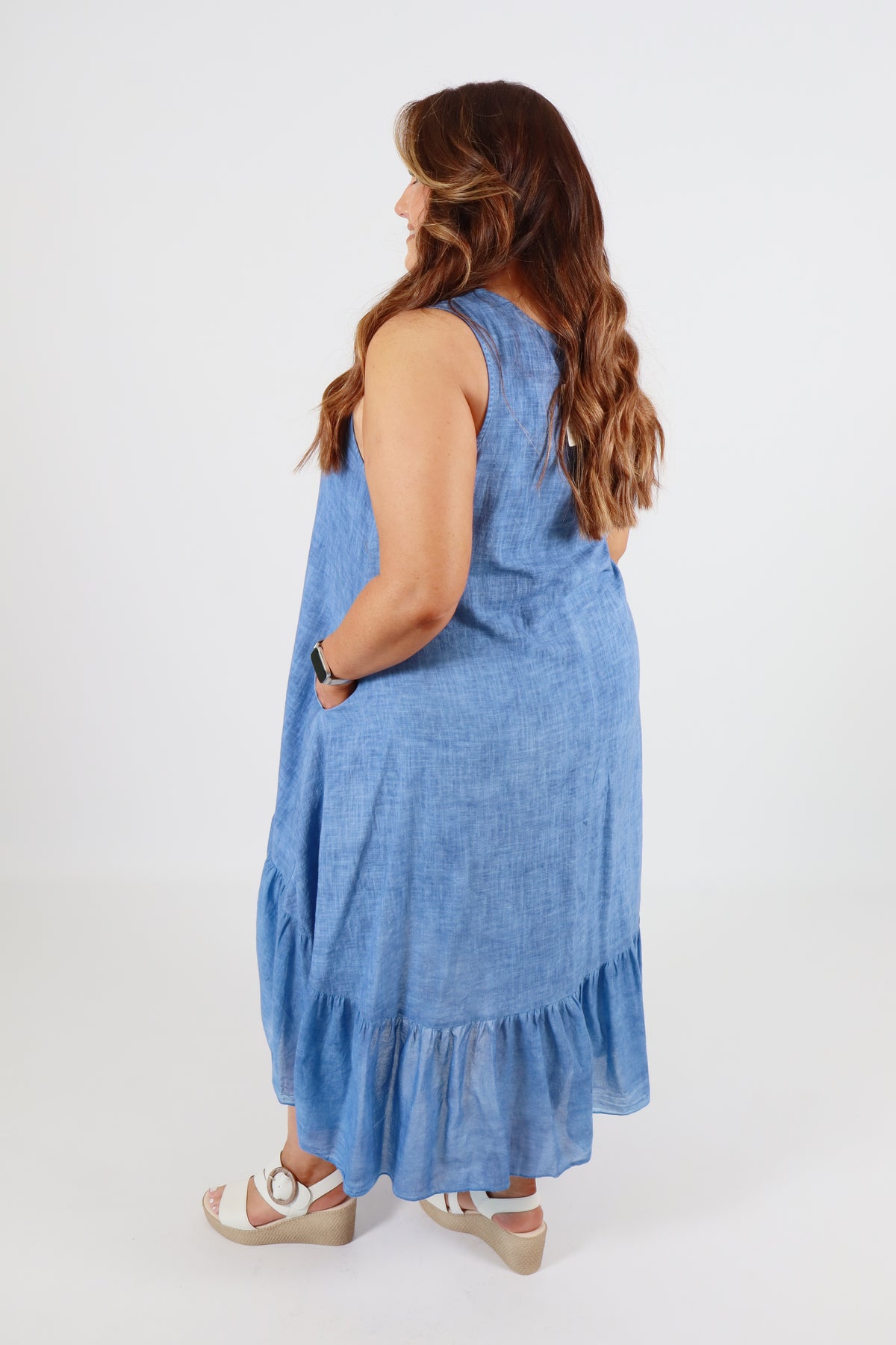 Evie Cotton Dress in Blue