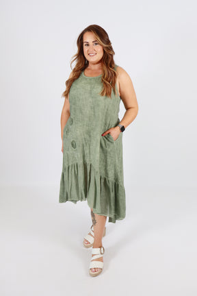 Evie Cotton Dress in Green