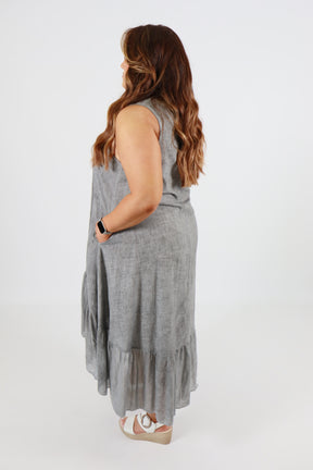 Evie Cotton Dress in Grey