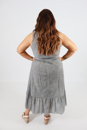 Evie Cotton Dress in Grey
