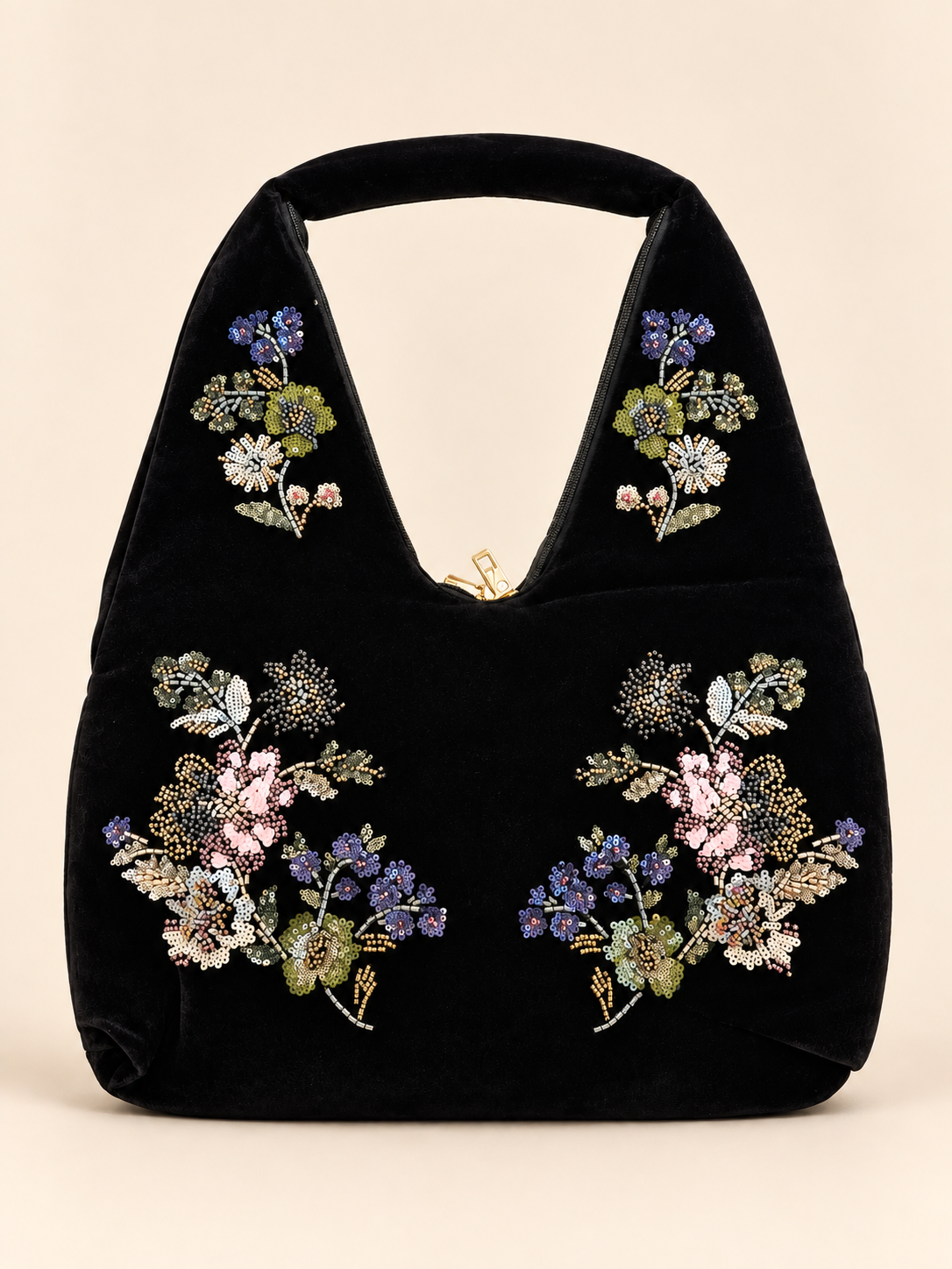 Fern Velvet Bag in Black