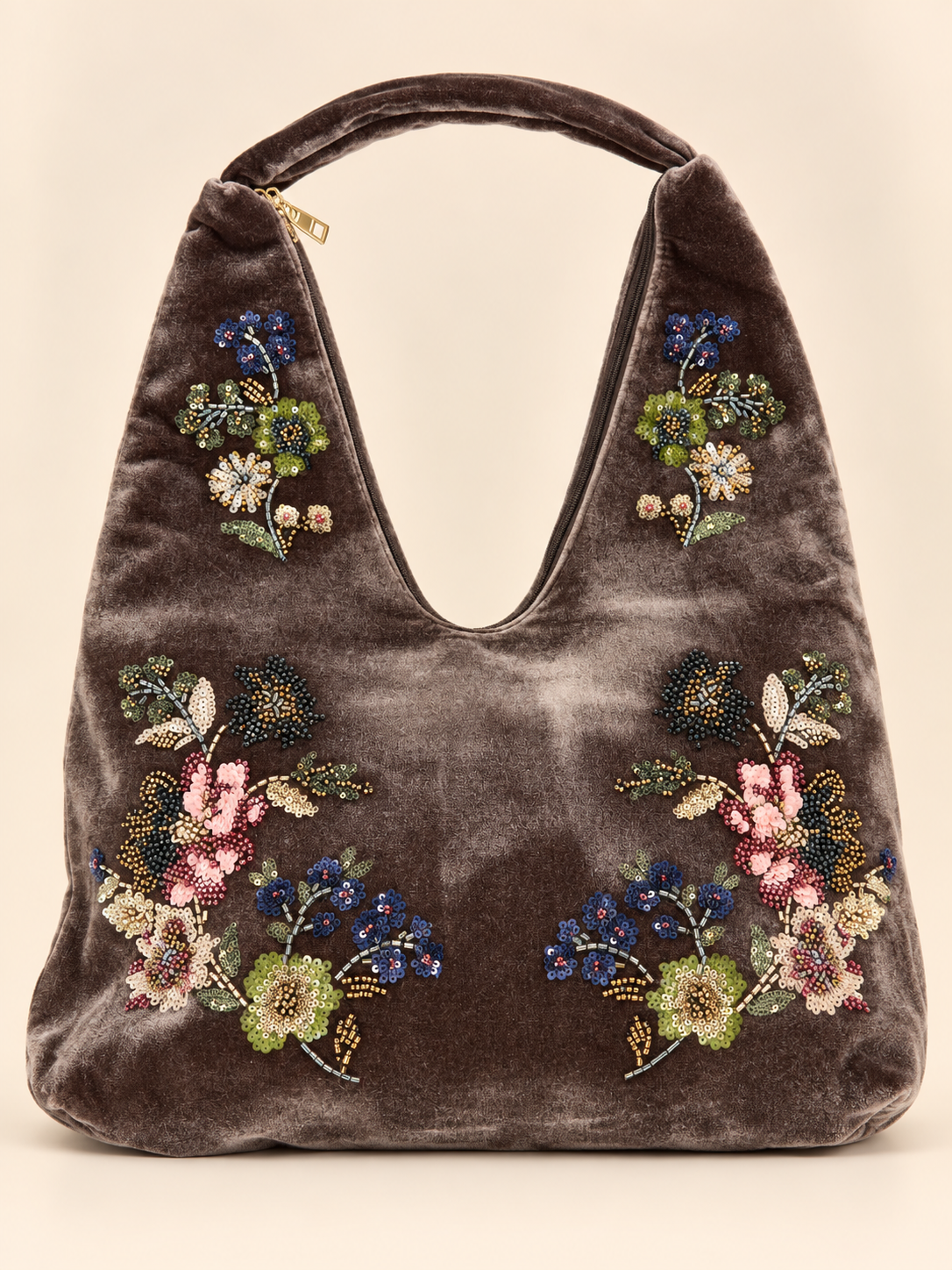 Fern Velvet Bag in Brown 