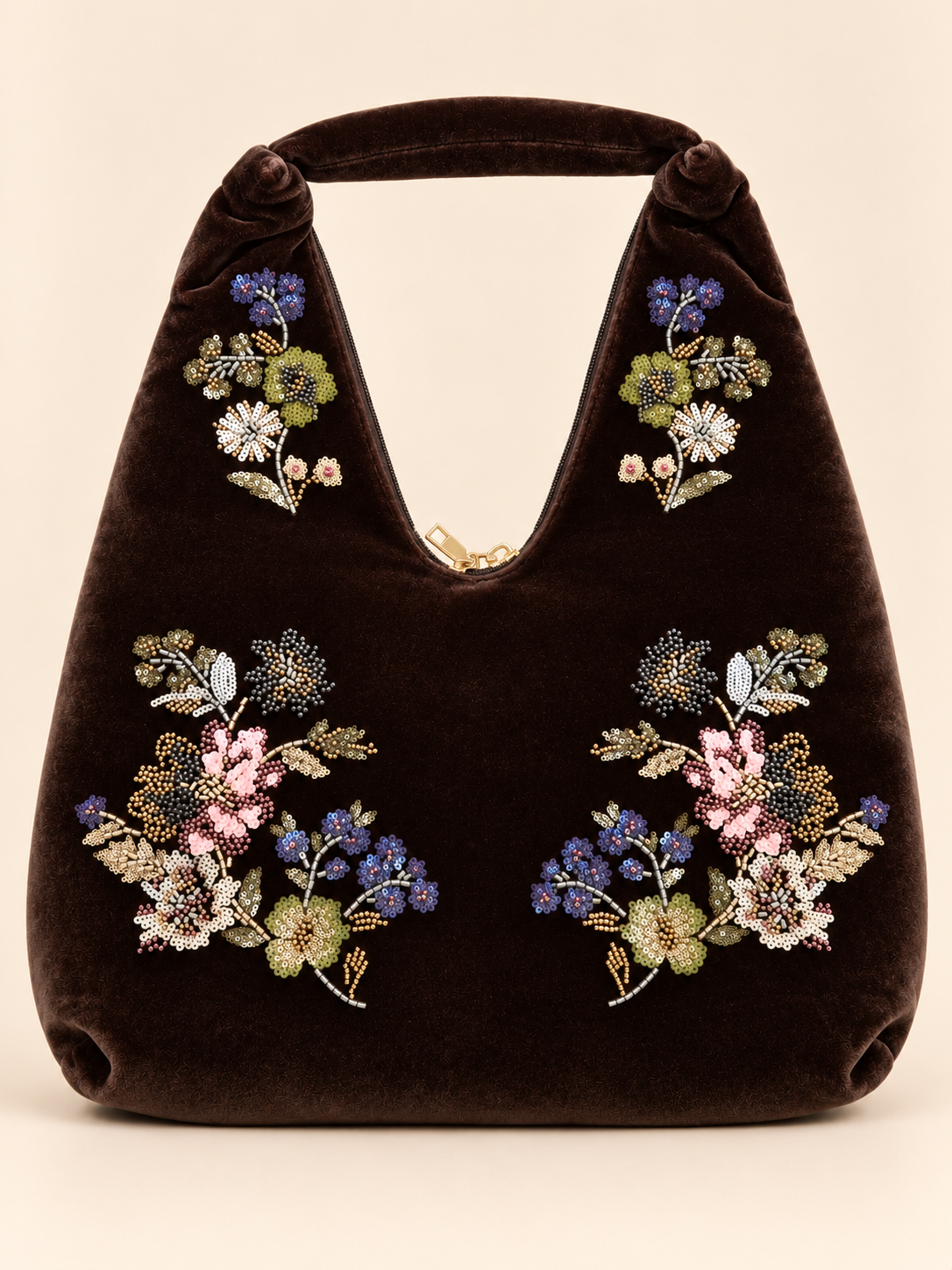 Fern Velvet Bag in Coffee