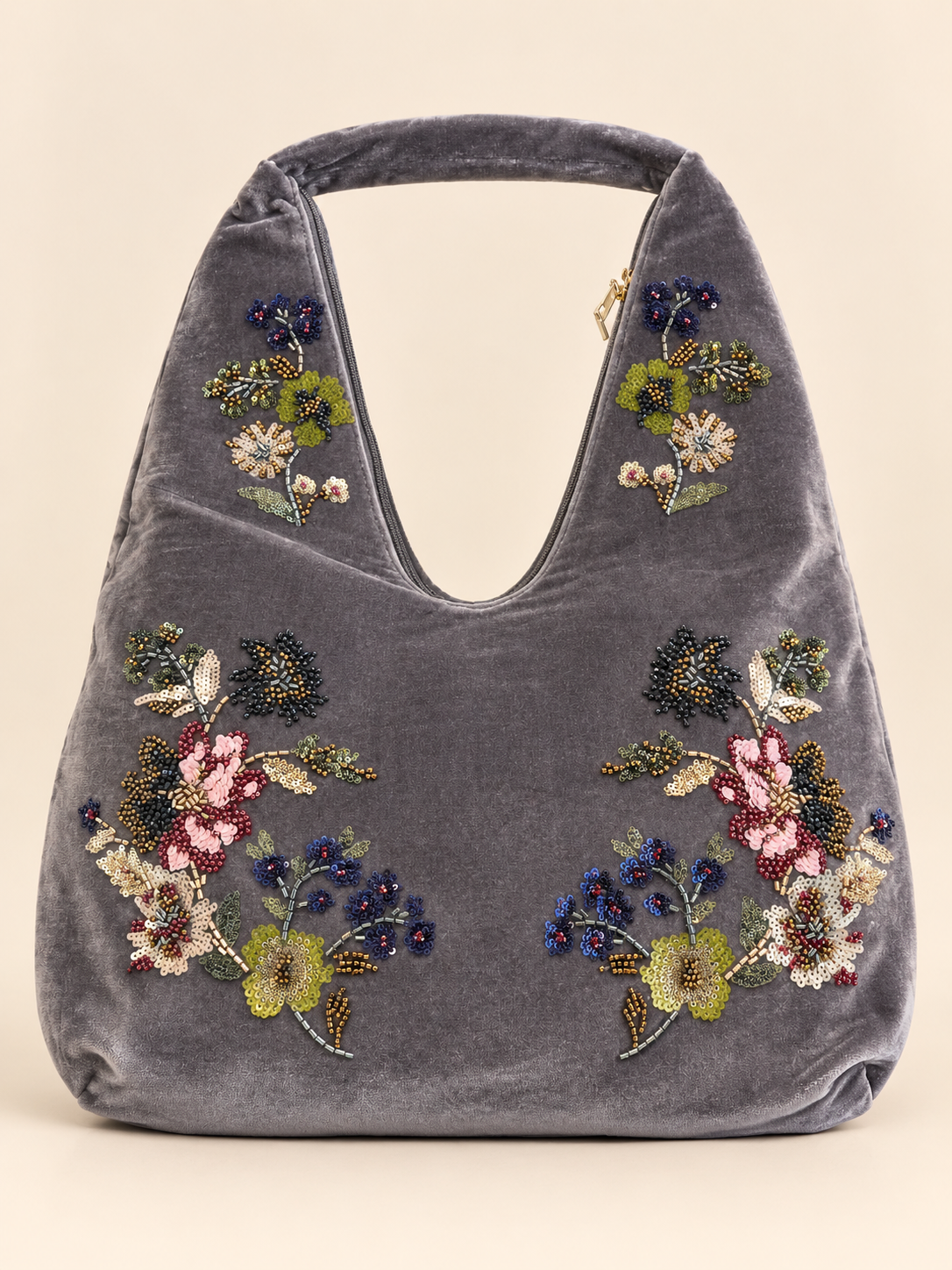 Fern Velvet Bag in Grey 