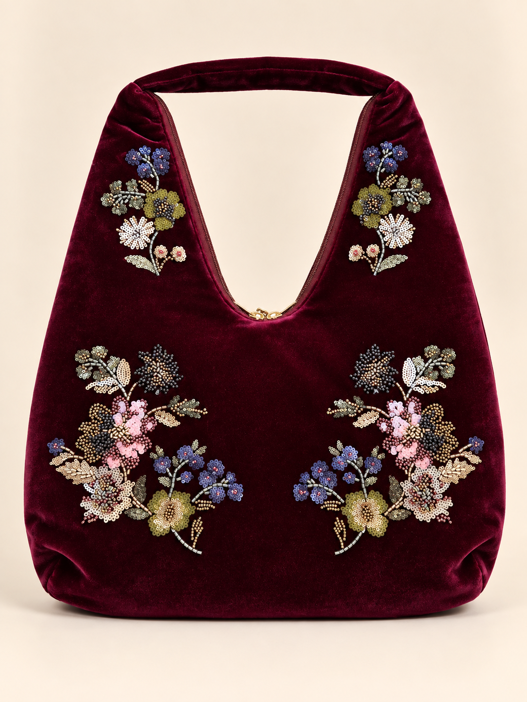 Fern Velvet Bag in Wine 
