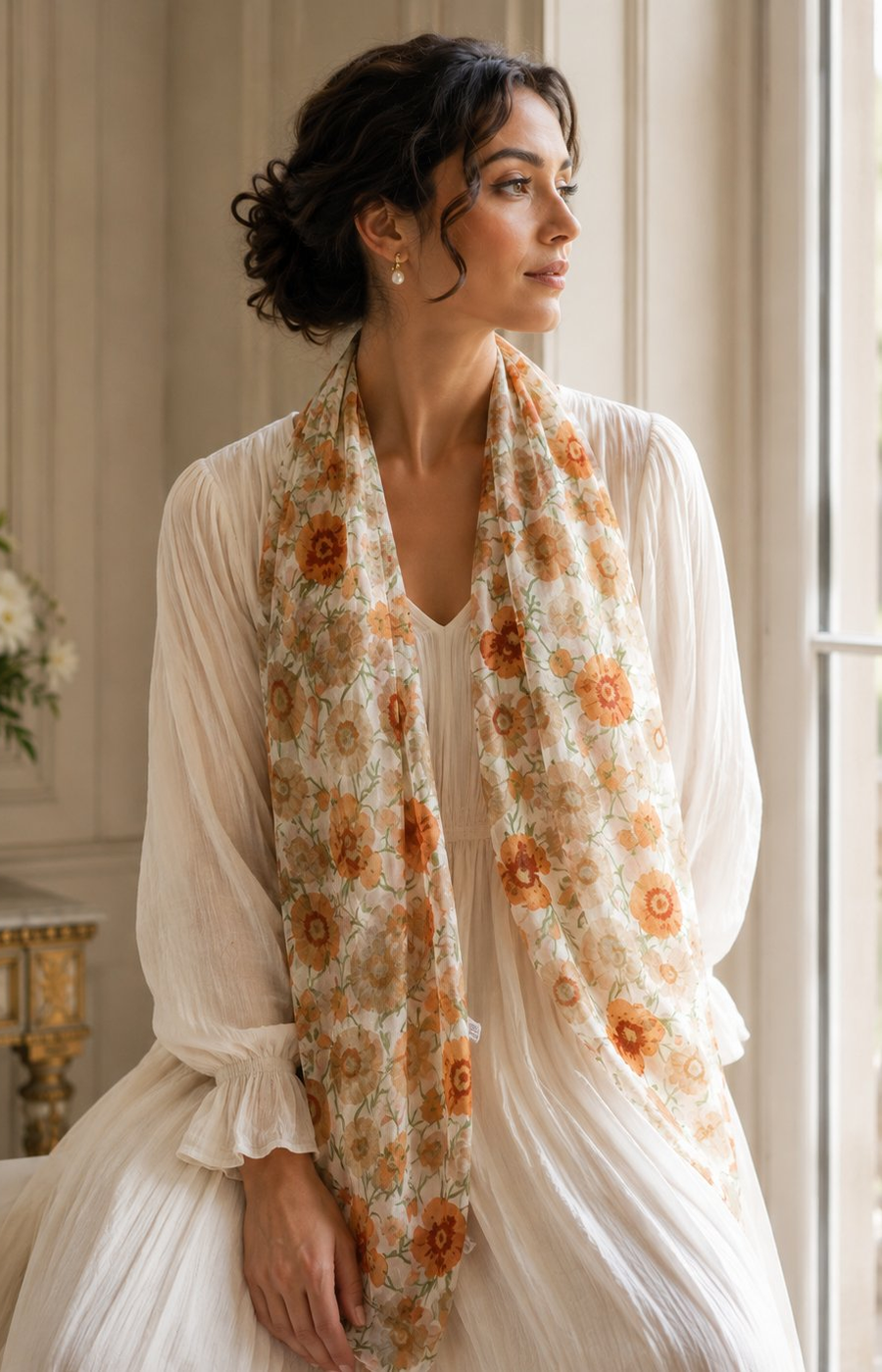 Flora Scarf in Orange