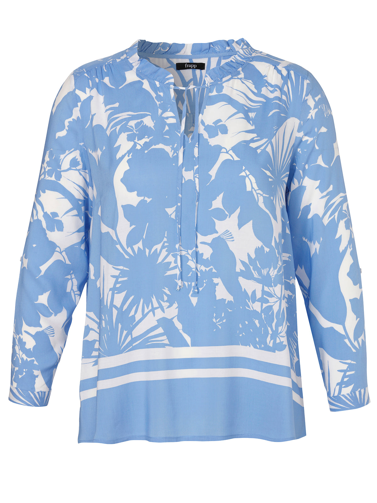 Frapp Tie Neck Blouse in Blue