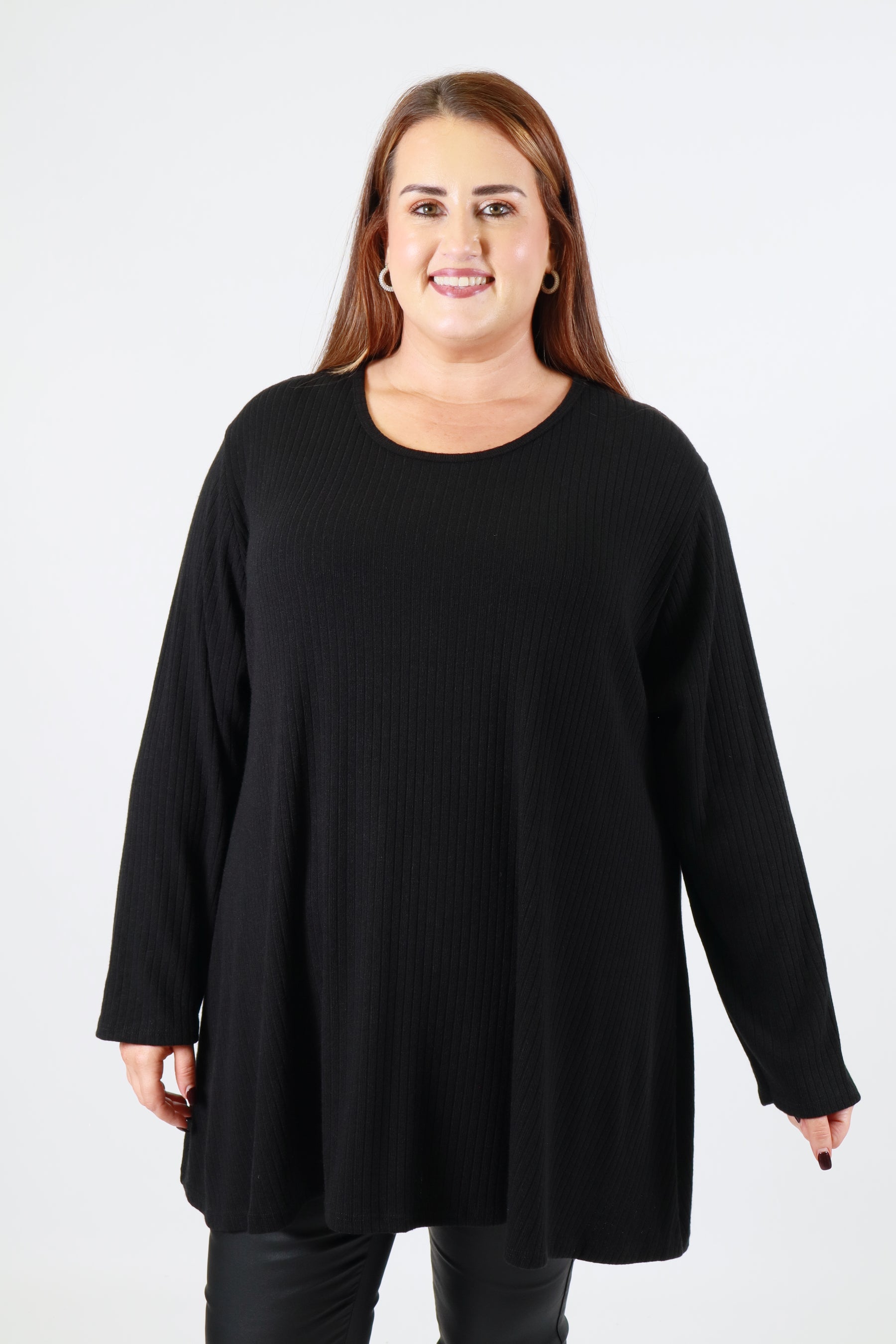 Gabby Ribbed Tunic in Black