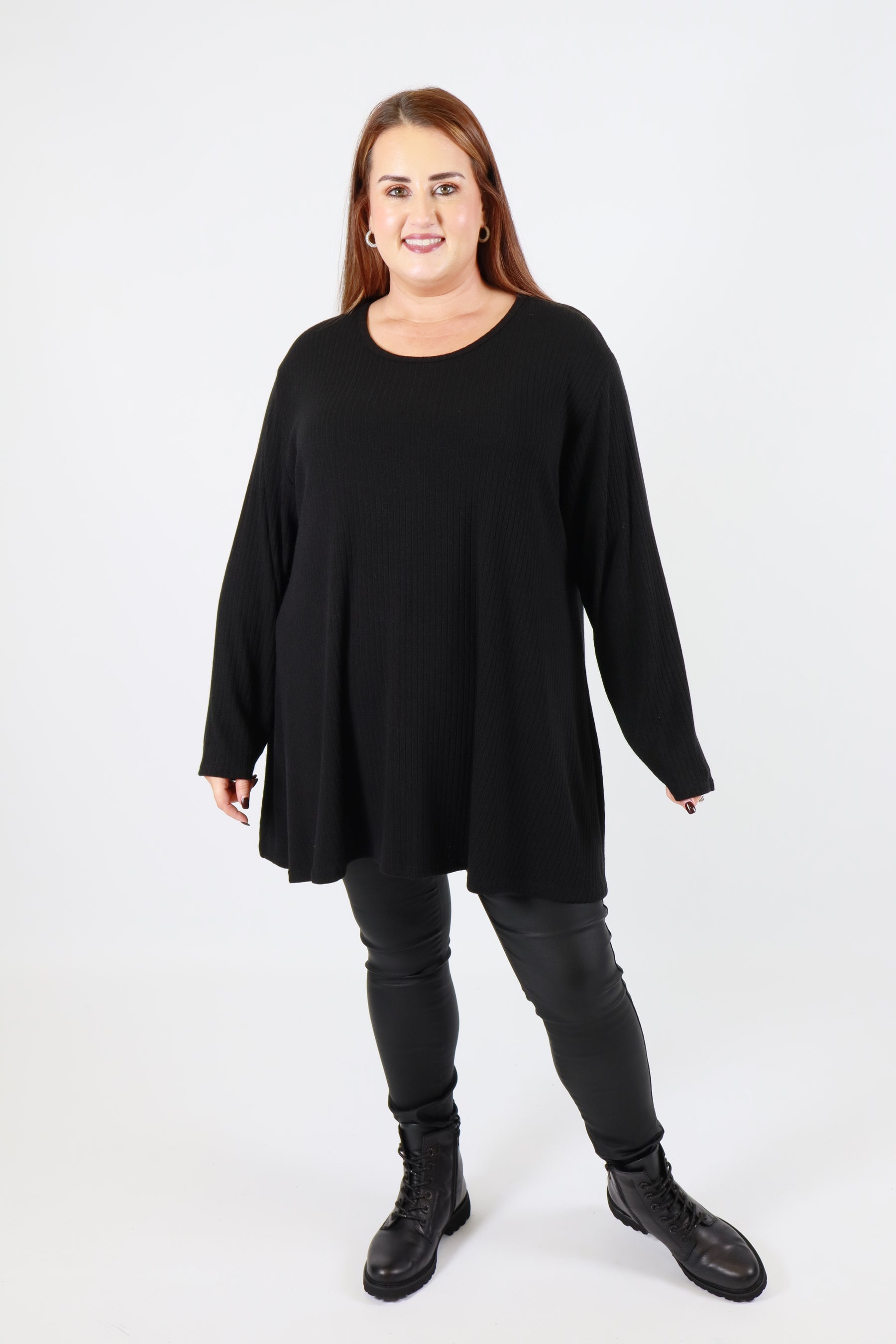 Gabby Ribbed Tunic in Black