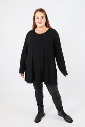Gabby Ribbed Tunic in Black