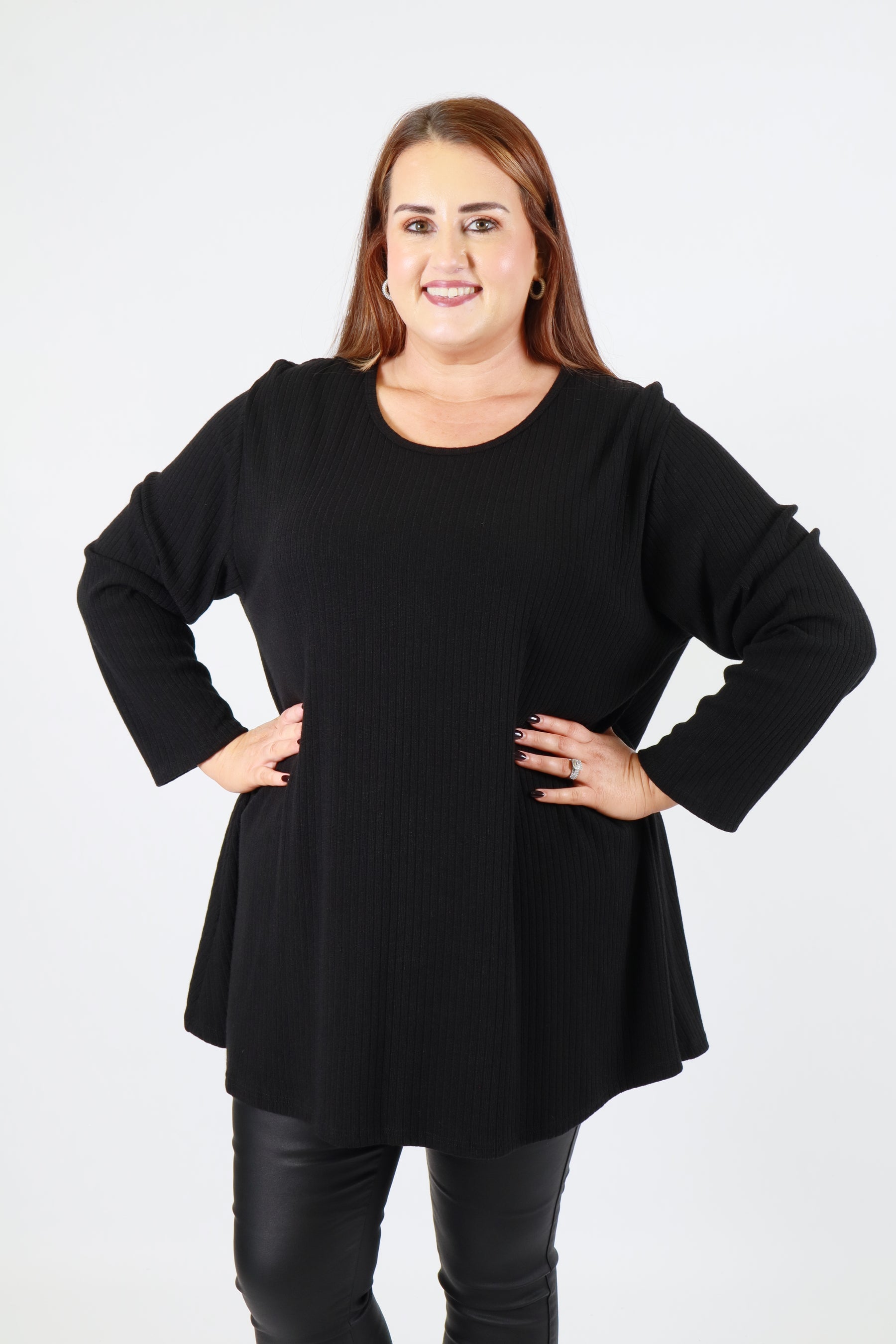 Gabby Ribbed Tunic in Black