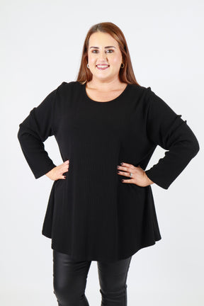 Gabby Ribbed Tunic in Black