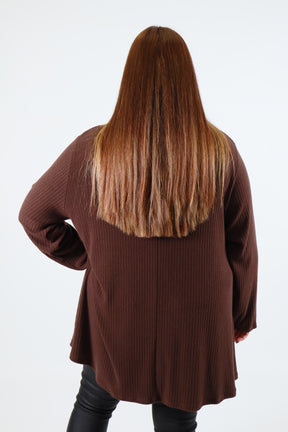 Gabby Ribbed Tunic in Brown