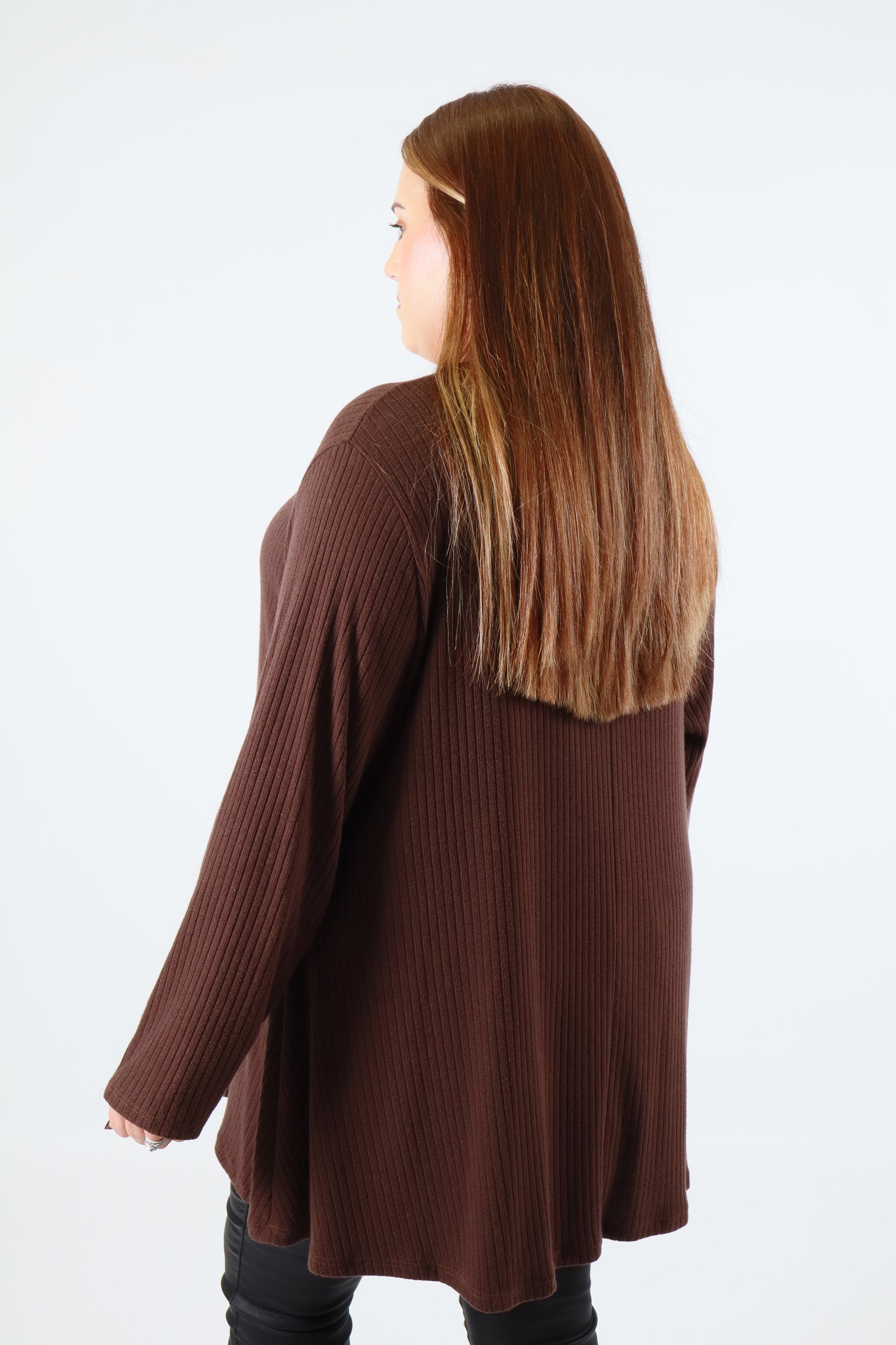 Gabby Ribbed Tunic in Brown