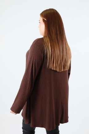 Gabby Ribbed Tunic in Brown