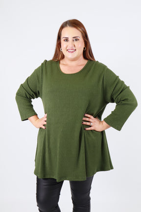 Gabby Ribbed Tunic in Khaki