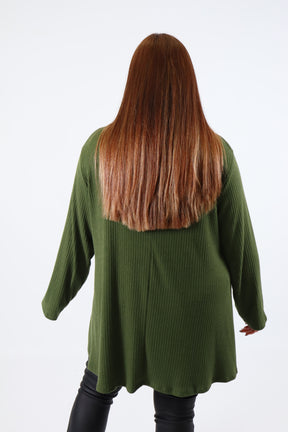 Gabby Ribbed Tunic in Khaki