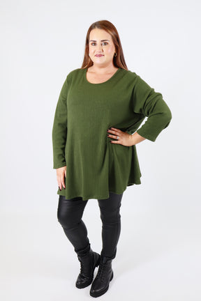 Gabby Ribbed Tunic in Khaki
