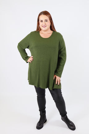 Gabby Ribbed Tunic in Khaki