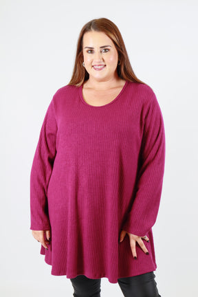 Gabby Ribbed Tunic in Magenta