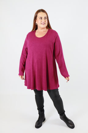 Gabby Ribbed Tunic in Magenta