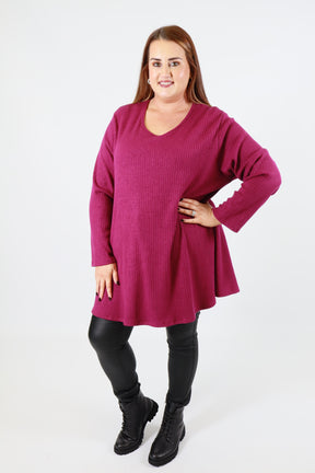 Gabby Ribbed Tunic in Magenta