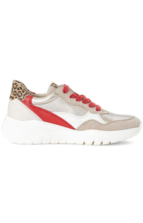 Gabor Beige Trainer with Red Leopard