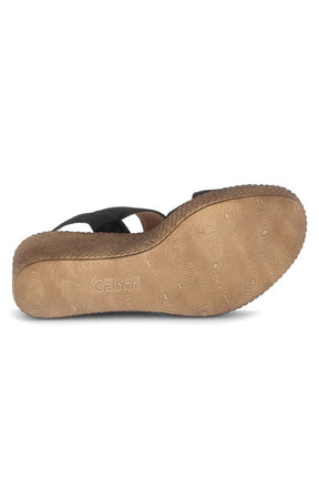 Gabor Black Suede Wedge Sandal 